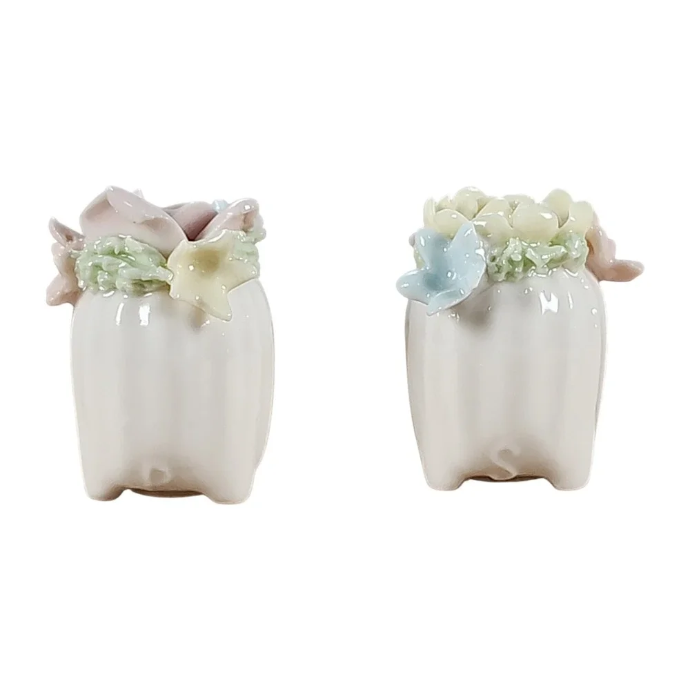 Vintage Ardalt White Porcelain Mini Salt & Pepper Shakers Rose Flower Japan